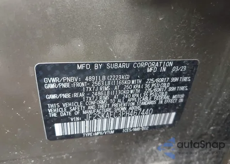 2023 Subaru Forester Premium из США, поврежденный, VIN JF2SKAEC3PH467440